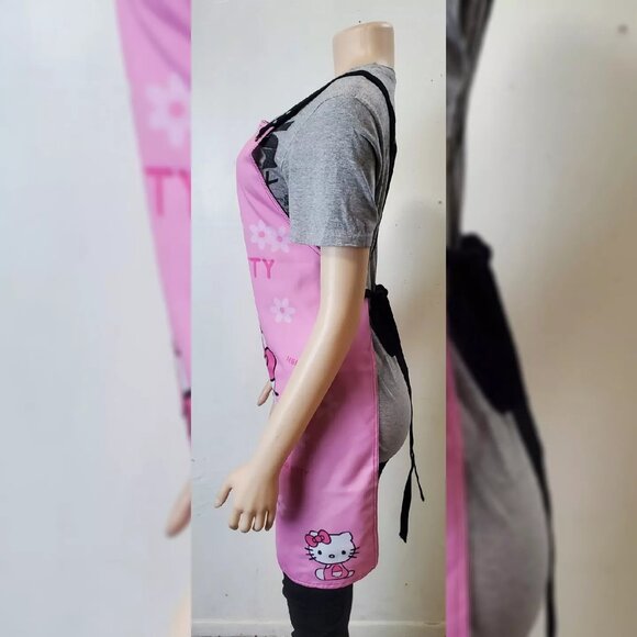 CARTOON HELLO KITTY CUTE KITCHEN APRON BIG LOGO PINK ONESIZE - Picture 2 of 6